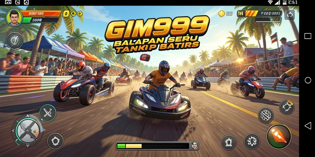 Tampilan gameplay GIM999 yang menegangkan dan seru dari balapan.