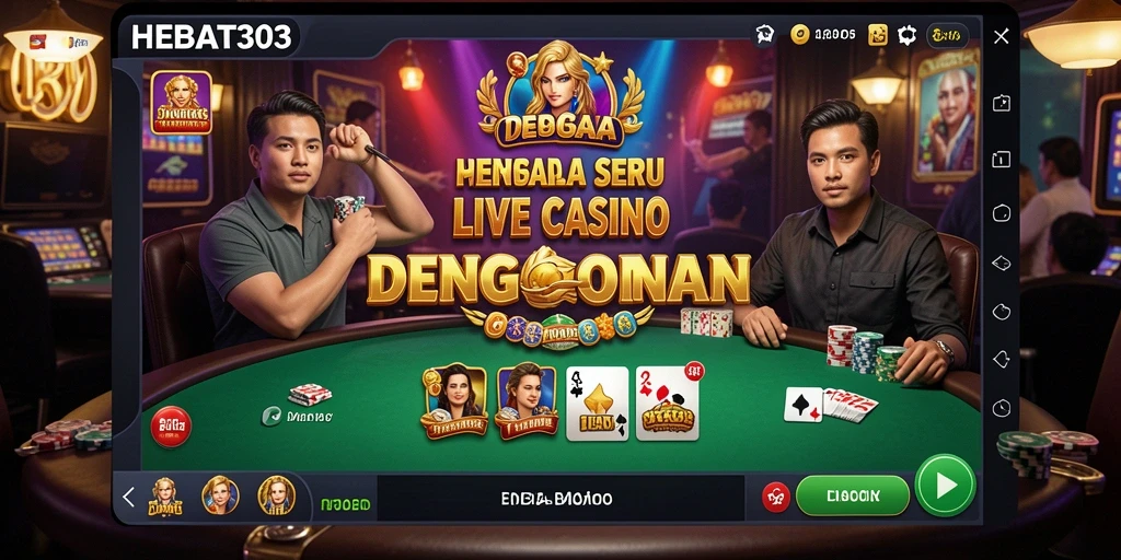 Screenshot HEBAT303 menunjukkan gameplay Live Casino yang mendebarkan dan interaktif.