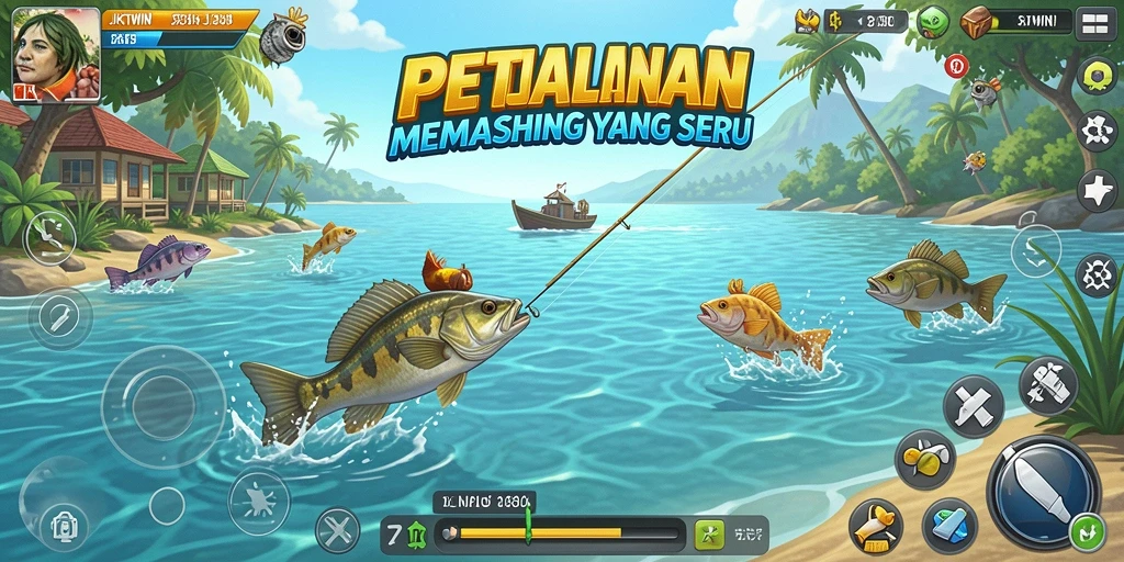 Screenshot gameplay JKTWIN yang menunjukkan aksi memancing yang seru.