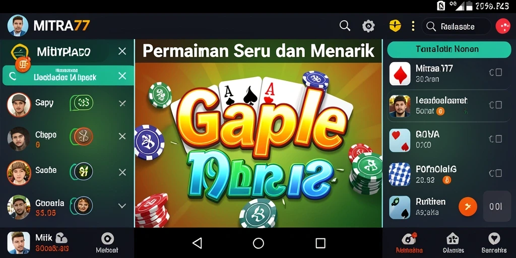Screenshot gameplay Gaple MITRA77 yang seru dan menantang.