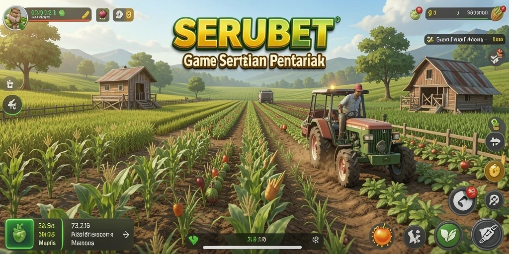 Tangkapan layar gameplay SERUBET yang menampilkan aktivitas bertani.