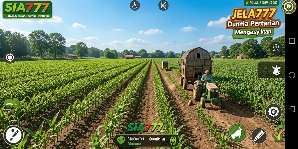 Screenshot gameplay SIA777 menunjukkan aktivitas pertanian yang seru.