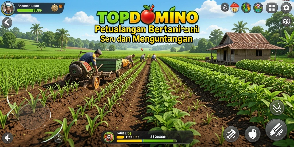 Gambar gameplay menarik dari TOPDOMINO yang menampilkan lahan pertanian.