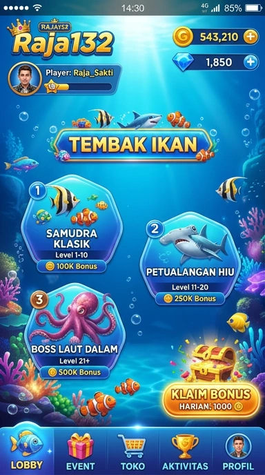 Tampilan antarmuka raja132 yang bersih dan intuitif.